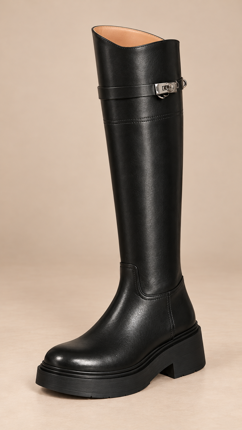 Bettany Contrast-Cuff Boot — Black product only