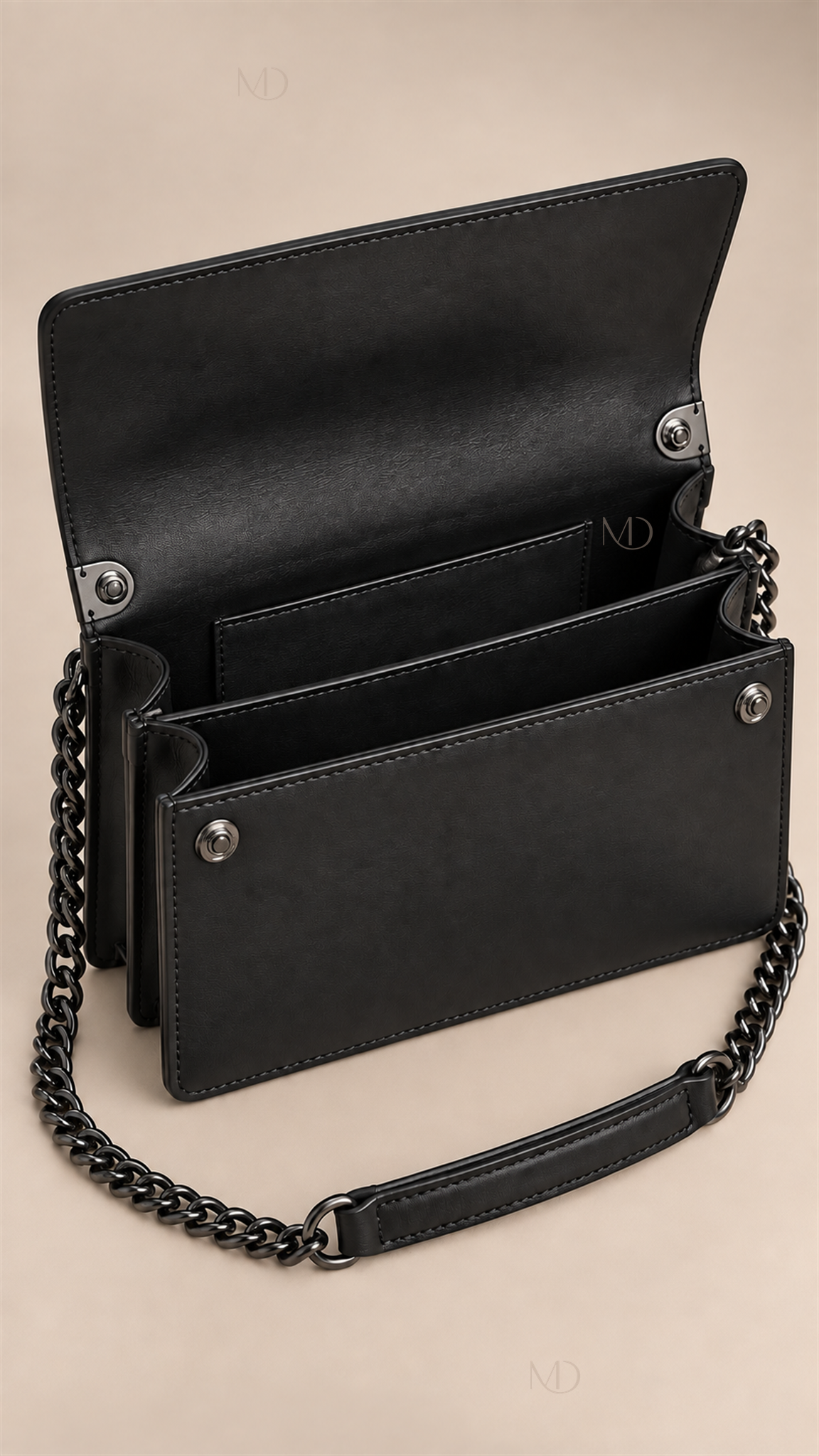 Shoreditch Matte Chain Crossbody — Black product open