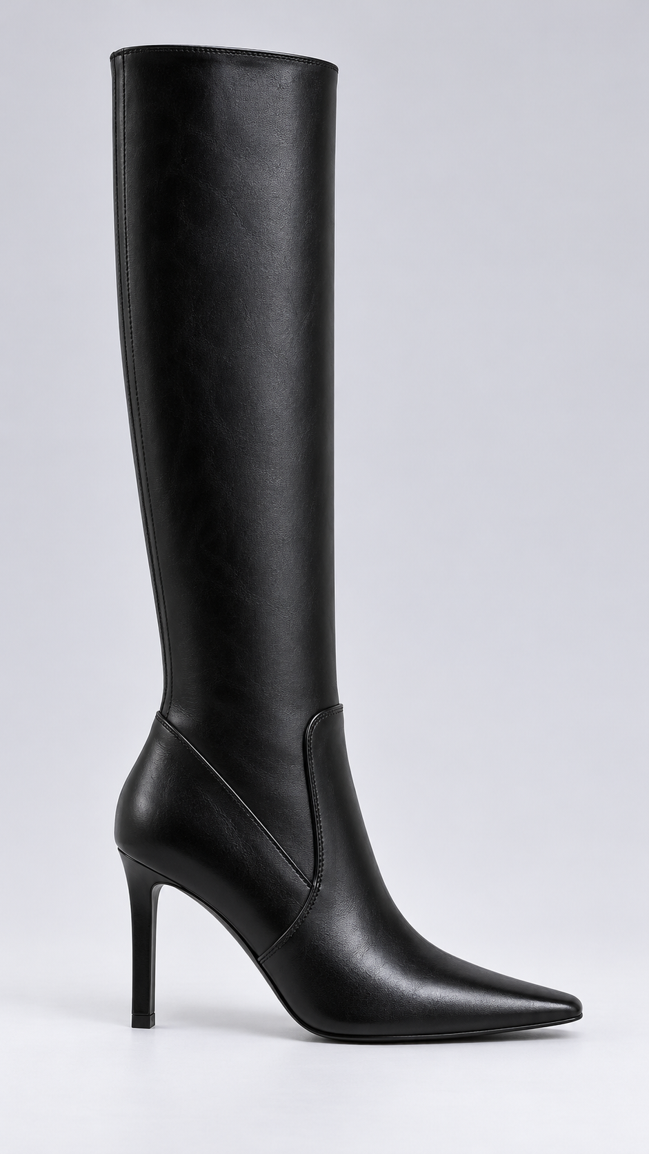 Ginevra Square-Toe Tall Boot — Black shoe side
