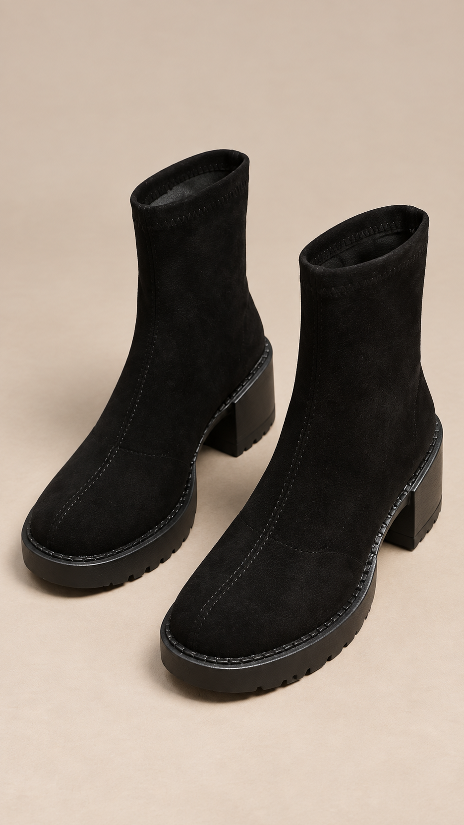 Vesna Block-Heel Boots — Black Suede product only