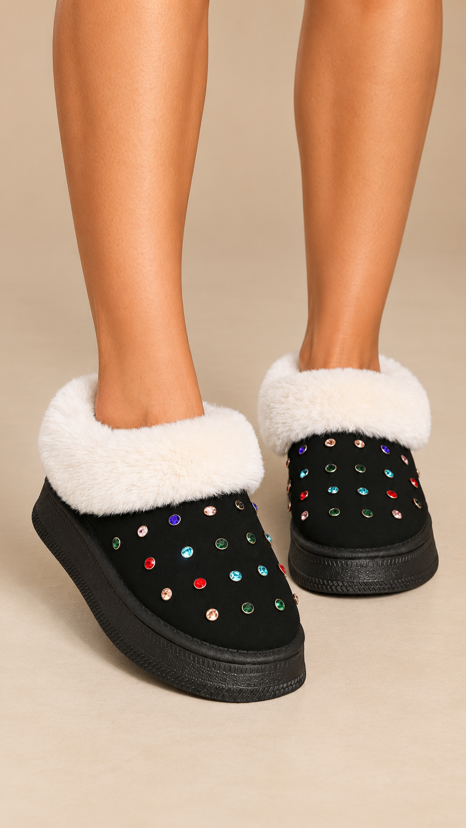 Winifred Studded Platform Boot — Black worn closeup