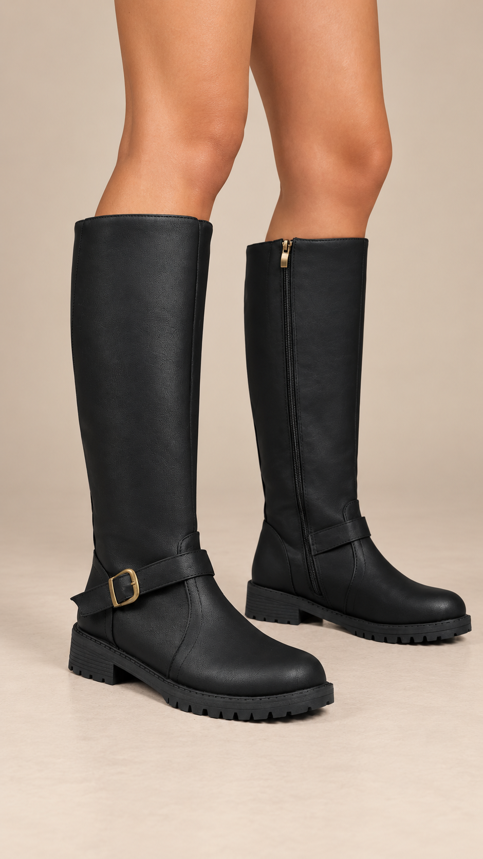 Solveig Equestrian Boots — Black worn closeup