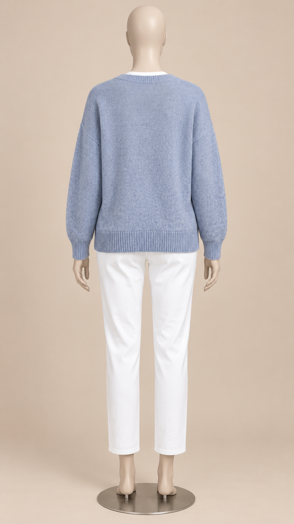 Marcelle Henley Sweater — Blue Gray mannequin back