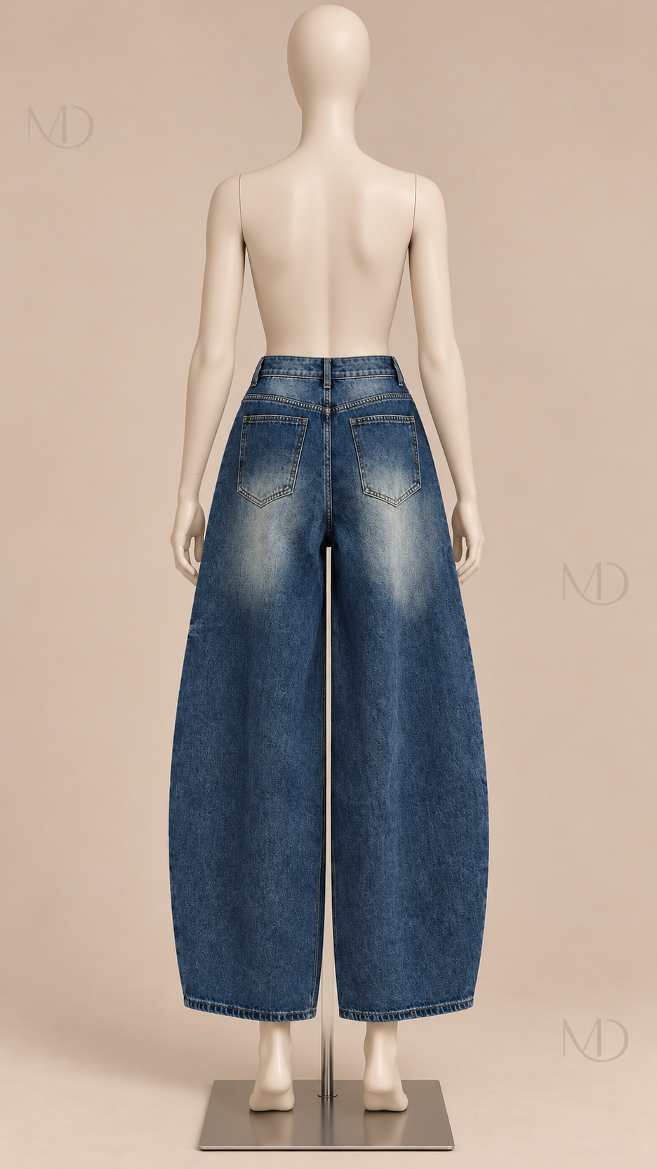 Jolanda Button-Seam Jeans — Blue mannequin back