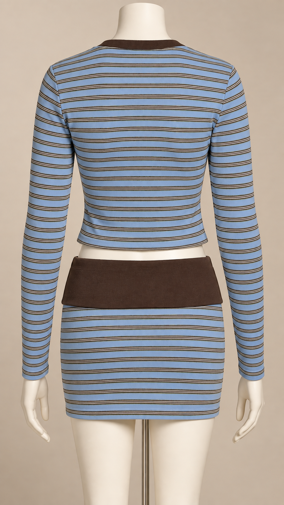 Margot Striped Skirt Set — Blue mannequin back