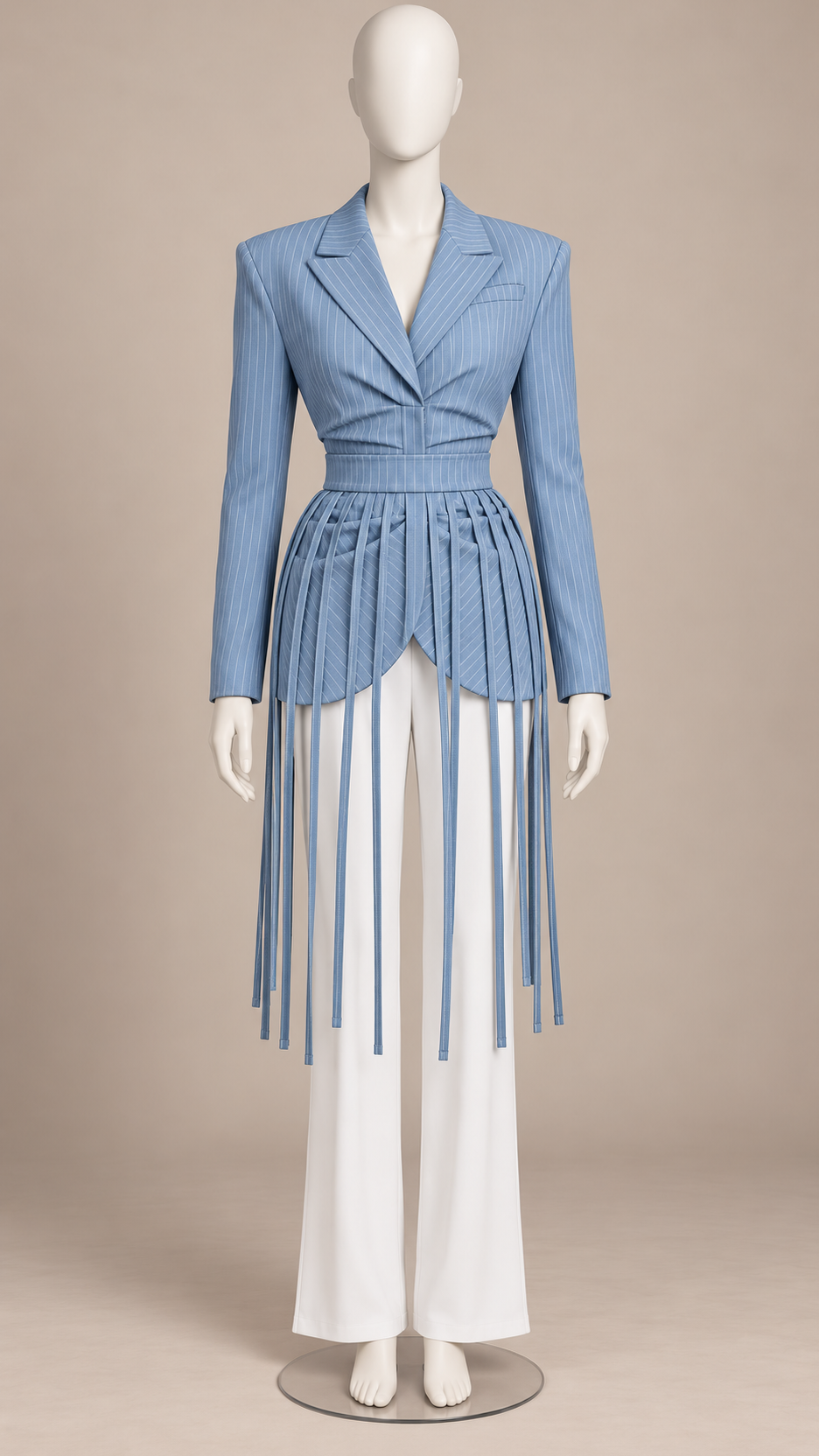 Solenne Tassel-Tie Blazer — Blue mannequin front