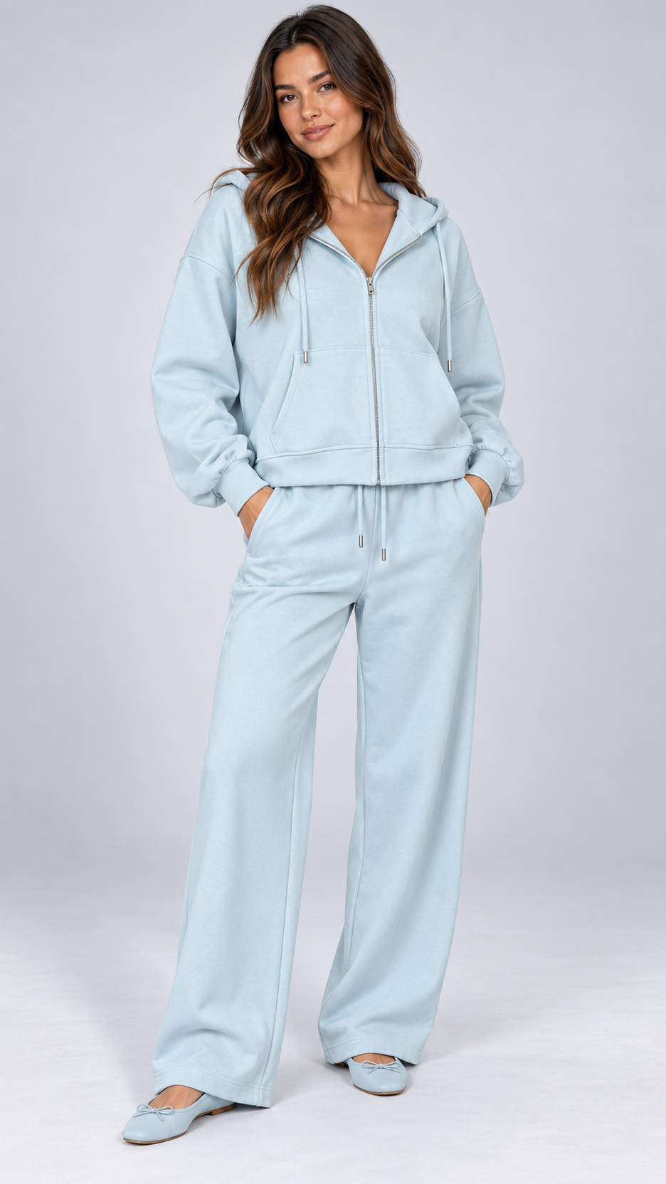 Rozalia Zip-Hoodie Set — Blue model front