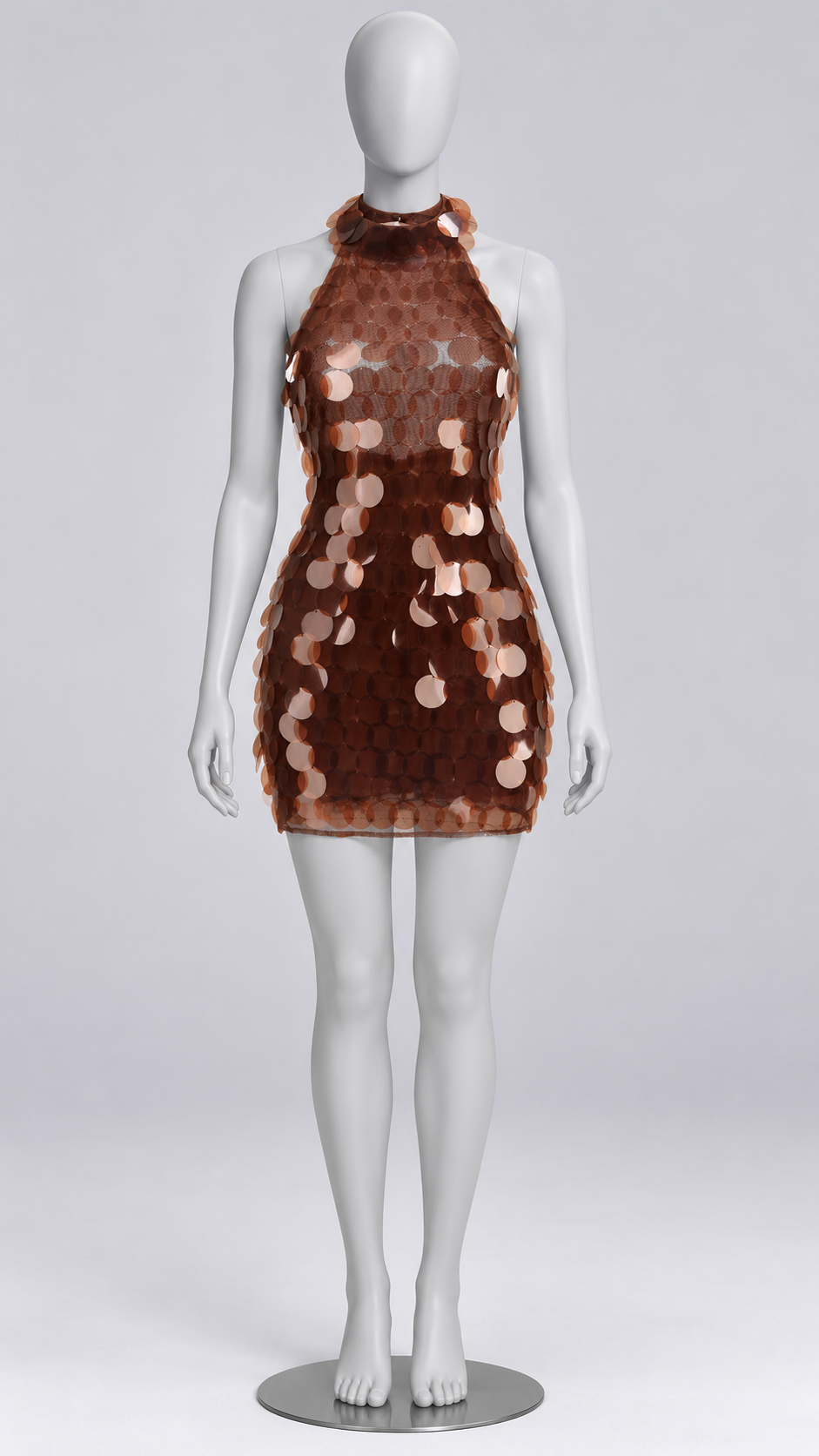 Mireille Paillette Mini — Brown coffee mannequin front