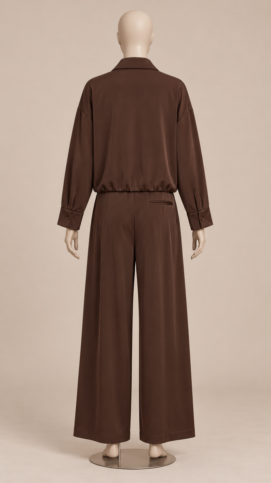 Marisa Zip-Collar Set — Brown mannequin back