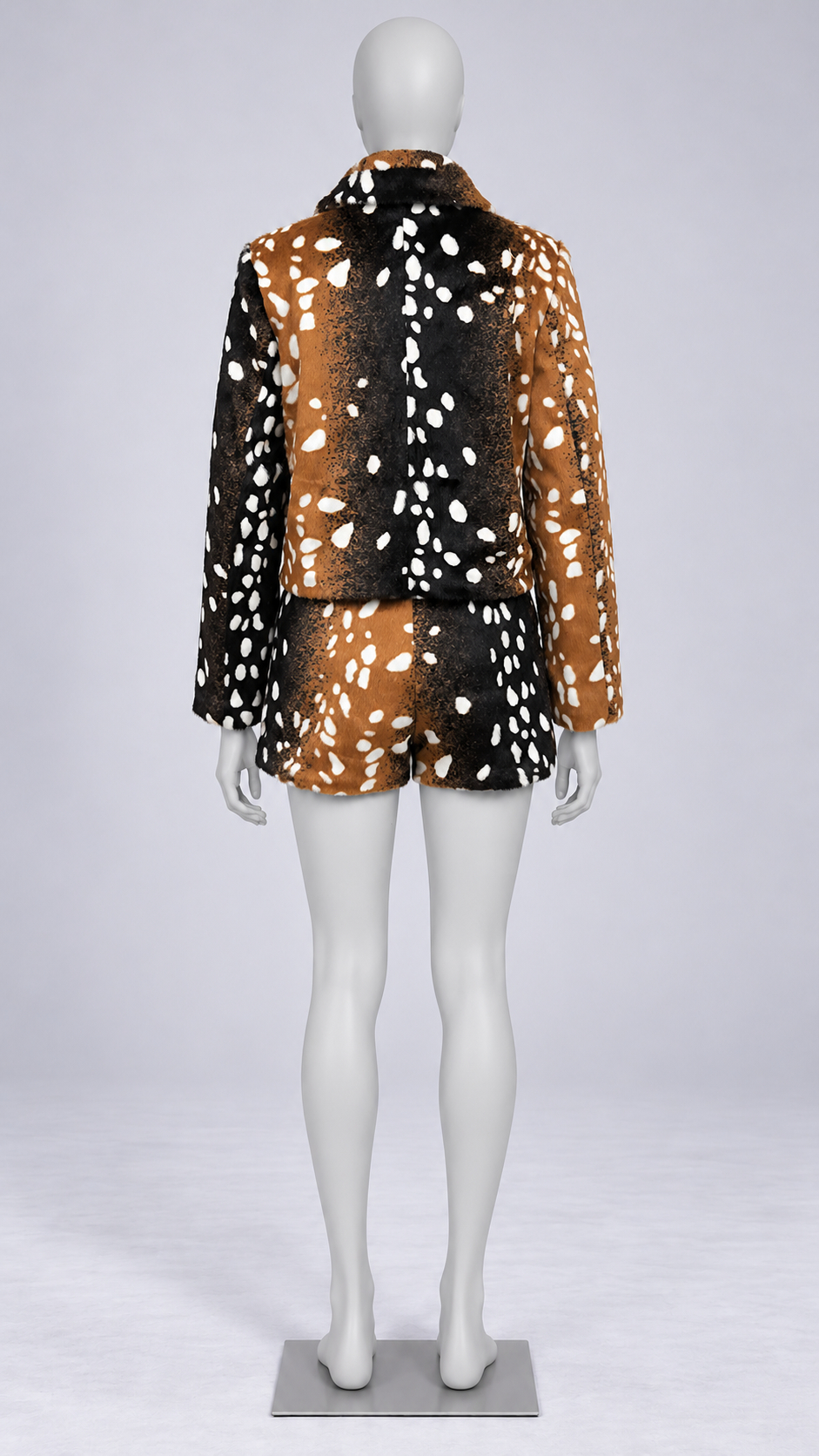 Margarethe Faux-Fur Short Set — Brown mannequin back