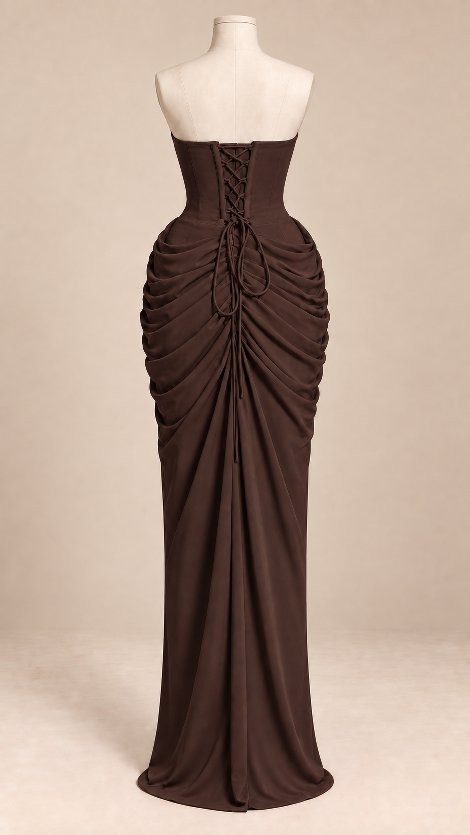Sabine Draped Maxi — Brown mannequin back