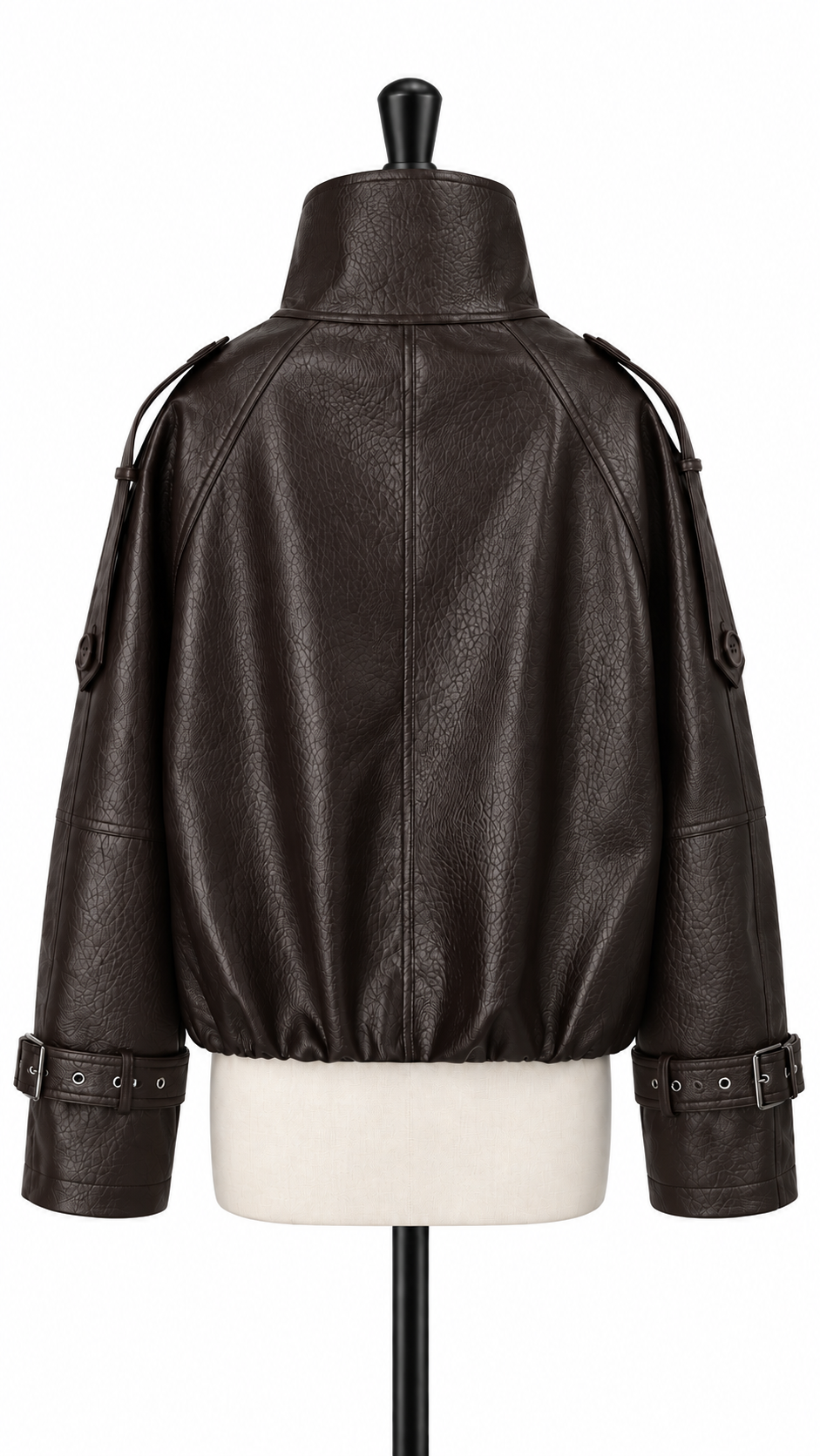 Romilly Funnel Jacket — Brown mannequin back