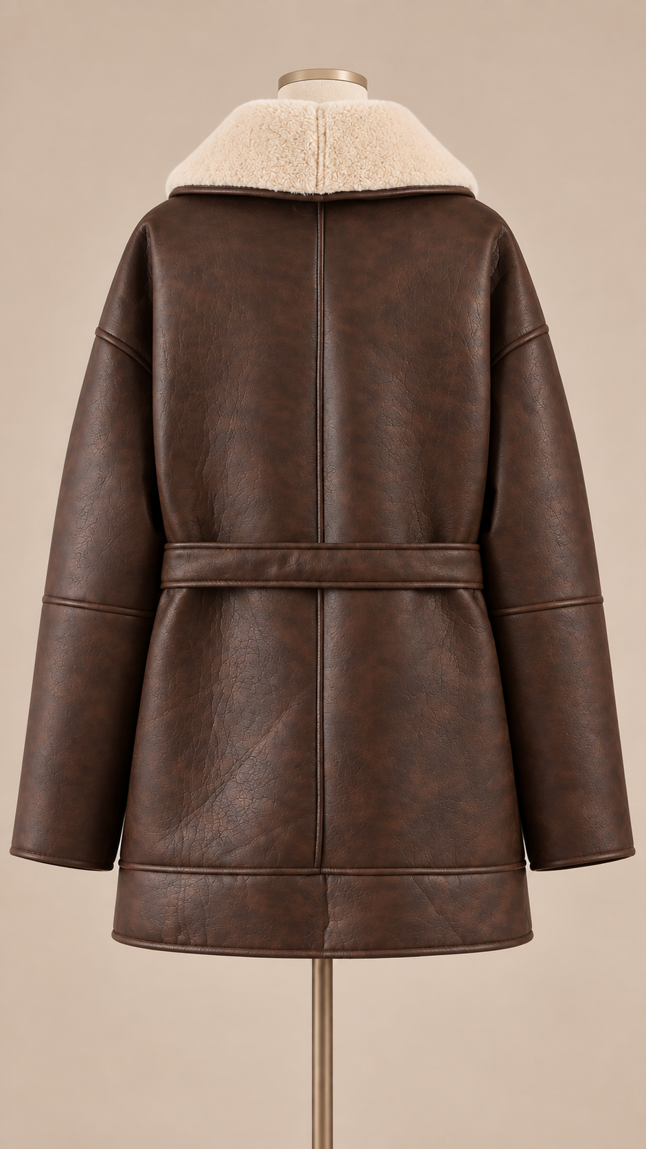 Rhiannon Shearling Coat — Brown mannequin back