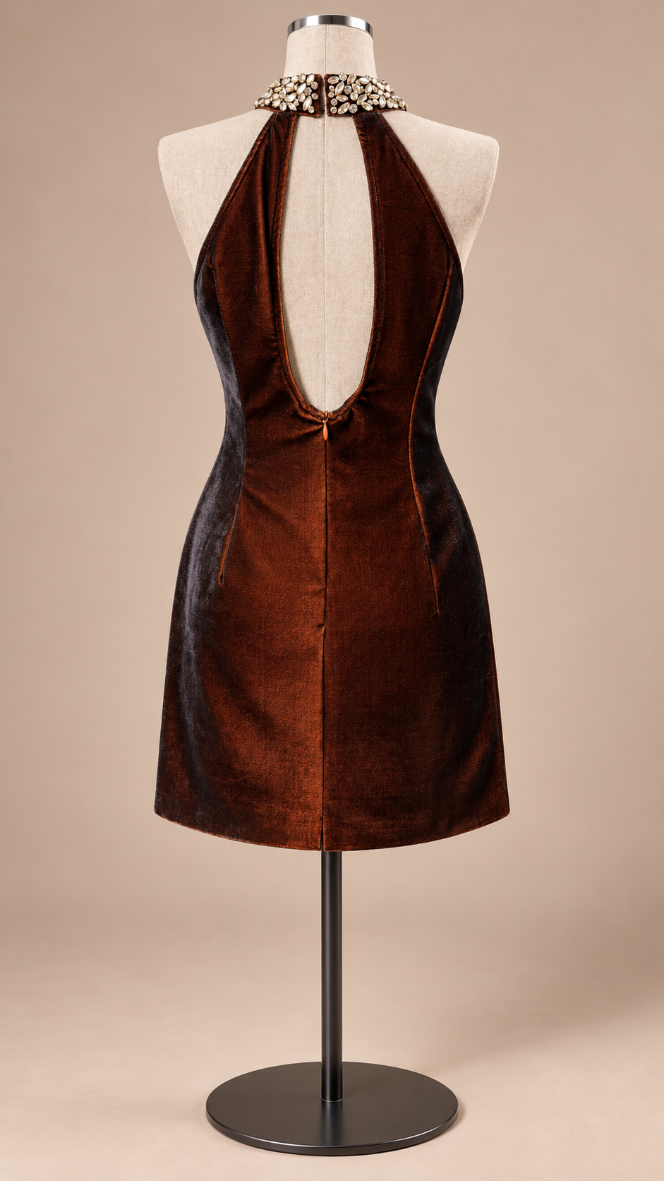 Noemi Crystal-Collar Mini — Brown mannequin back