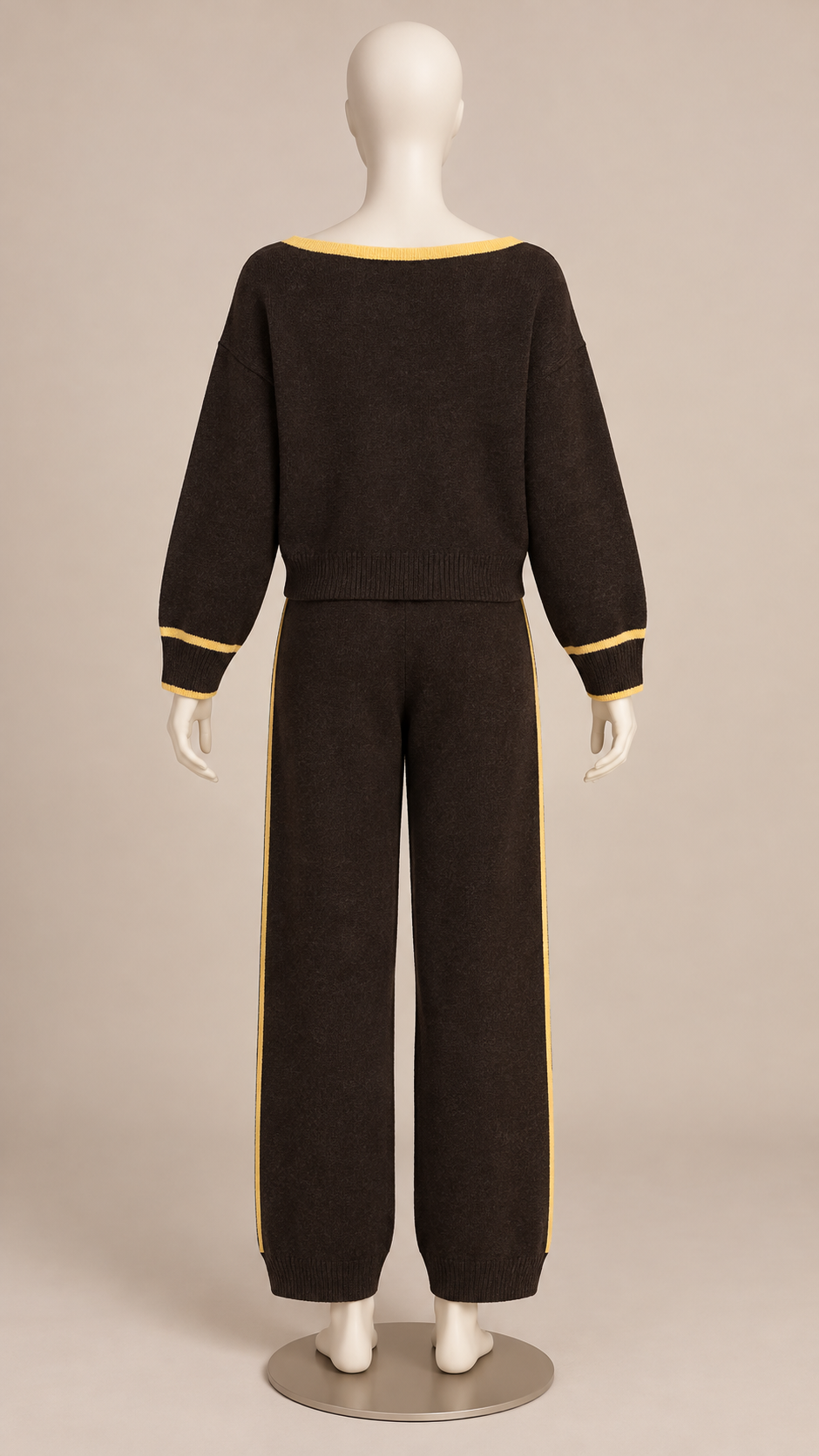 Saskia Tipped Knit Set — Brown mannequin back