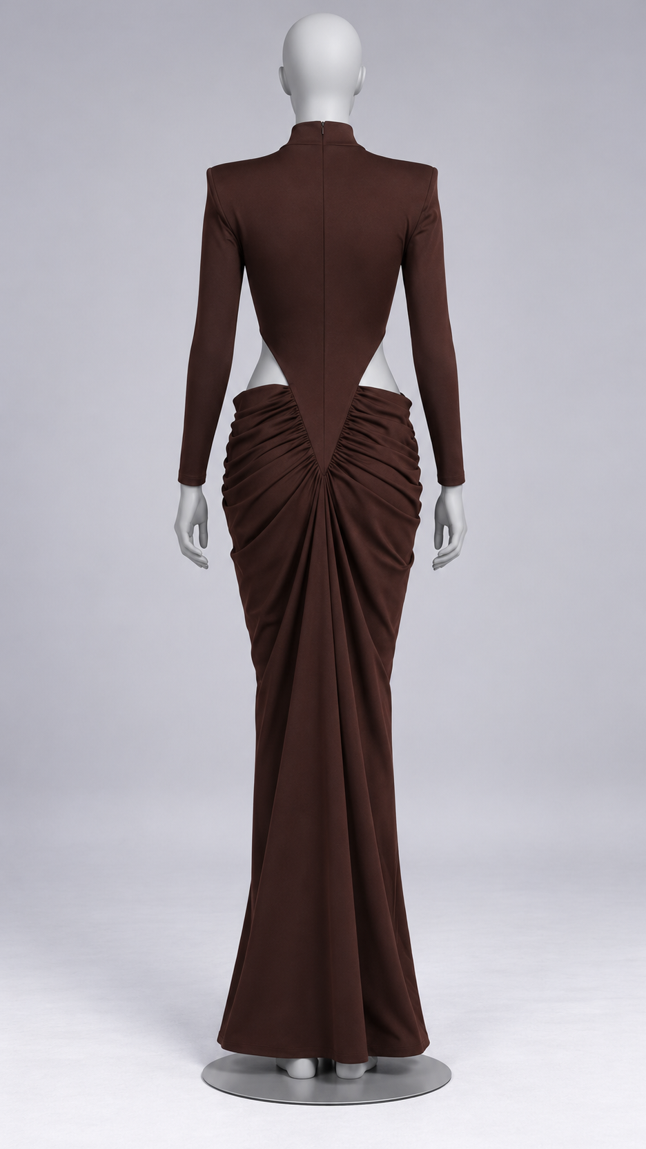 Evangeline Cutout Maxi — Brown mannequin back