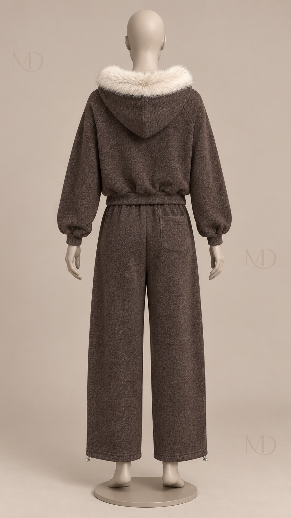 Brynja Fur-Hood Set — Brown mannequin back