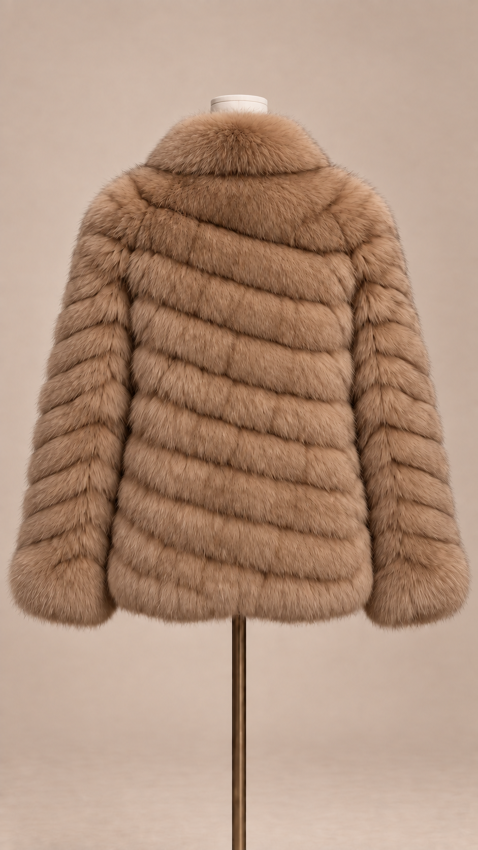 Thea Whole-Hide Fur Coat — Brown mannequin back