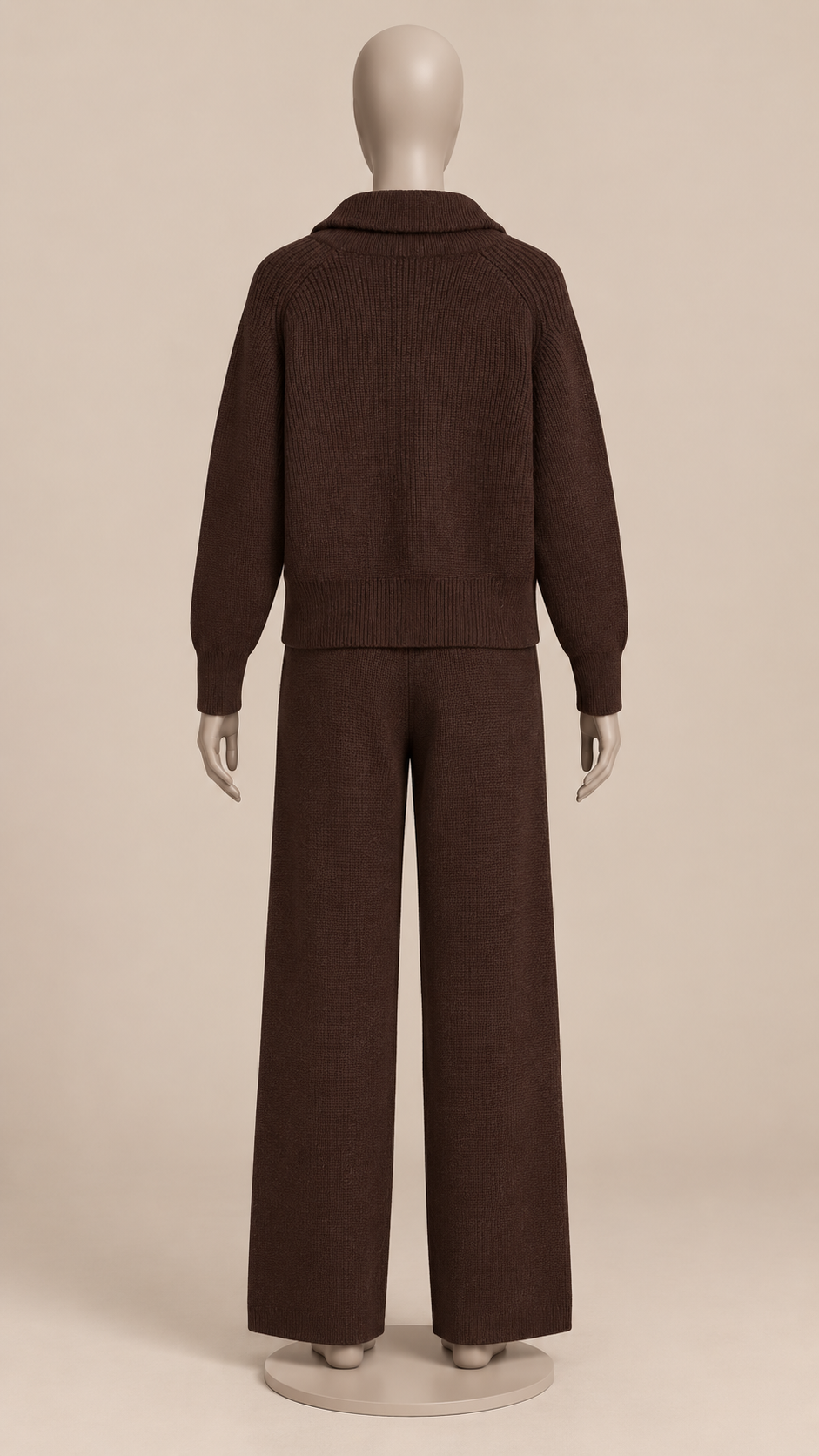 Brielle Zip-Collar Lounge Set — Brown mannequin back