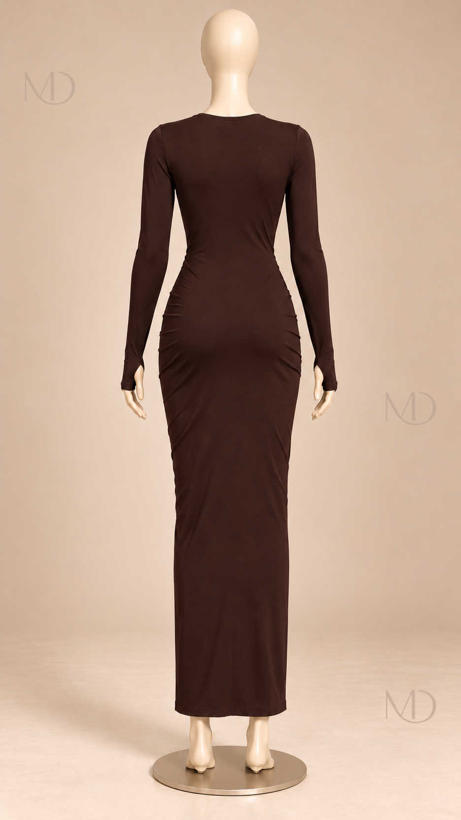 Ysolde Twist-Knot Maxi — Brown mannequin back