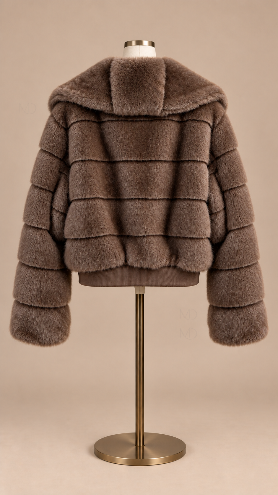Sable Faux Fur Jacket — Brown mannequin back