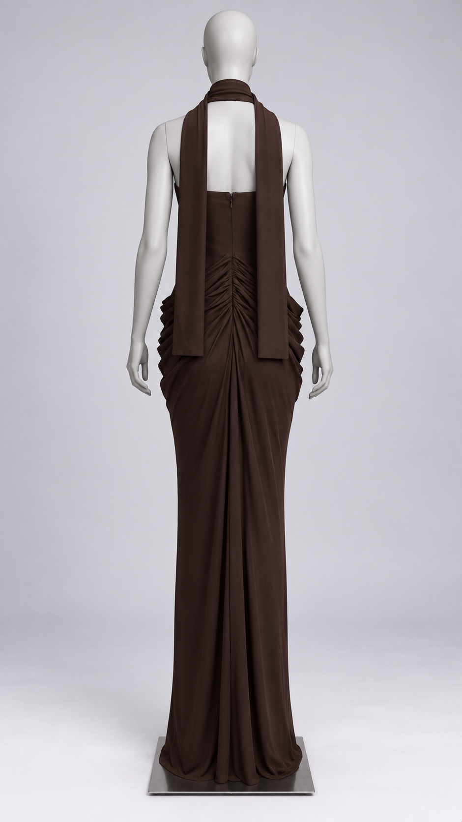 Clementia Ruched Maxi — Brown mannequin back