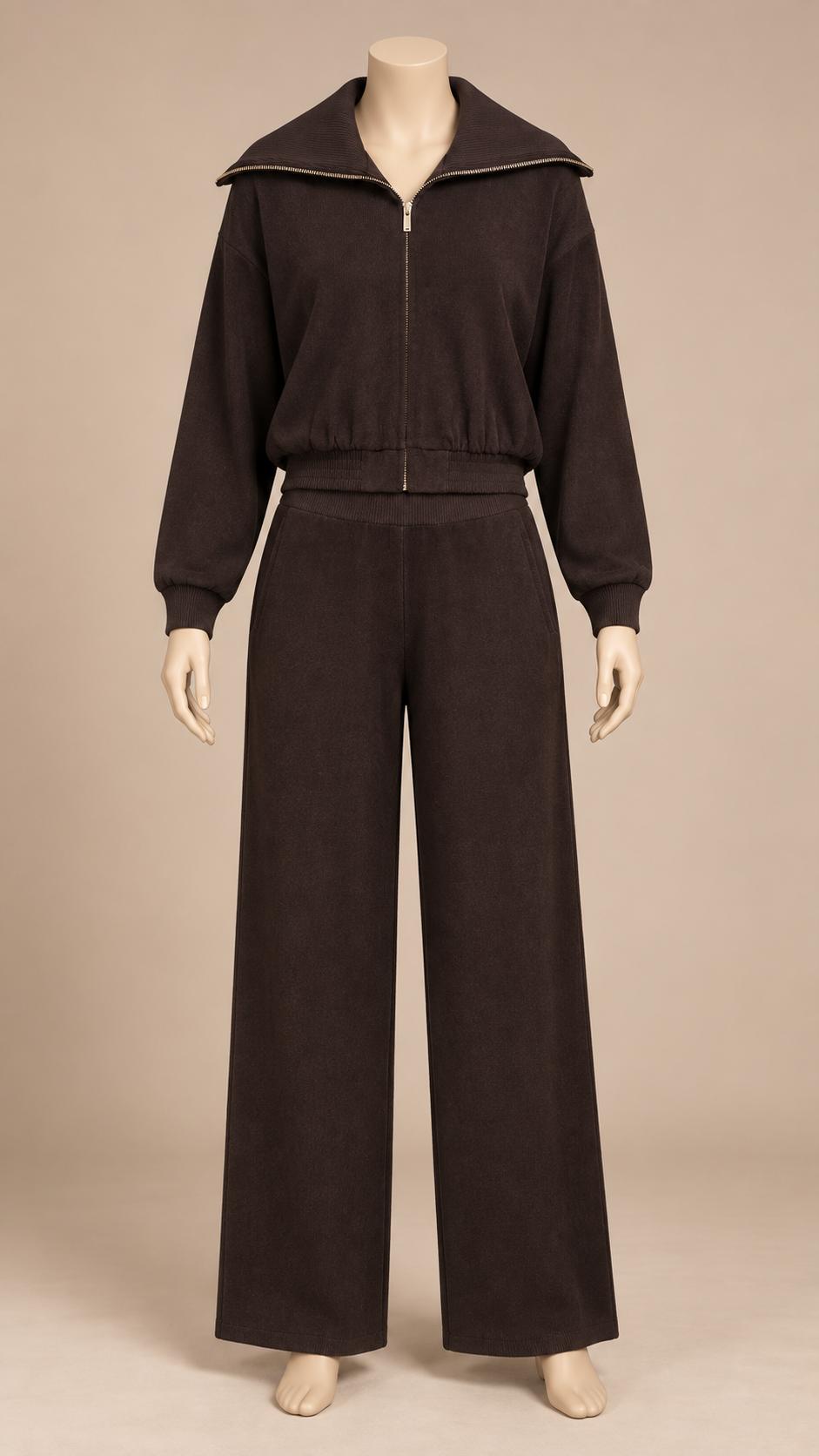 Marlowe Knit Two-Piece Set — Brown mannequin front