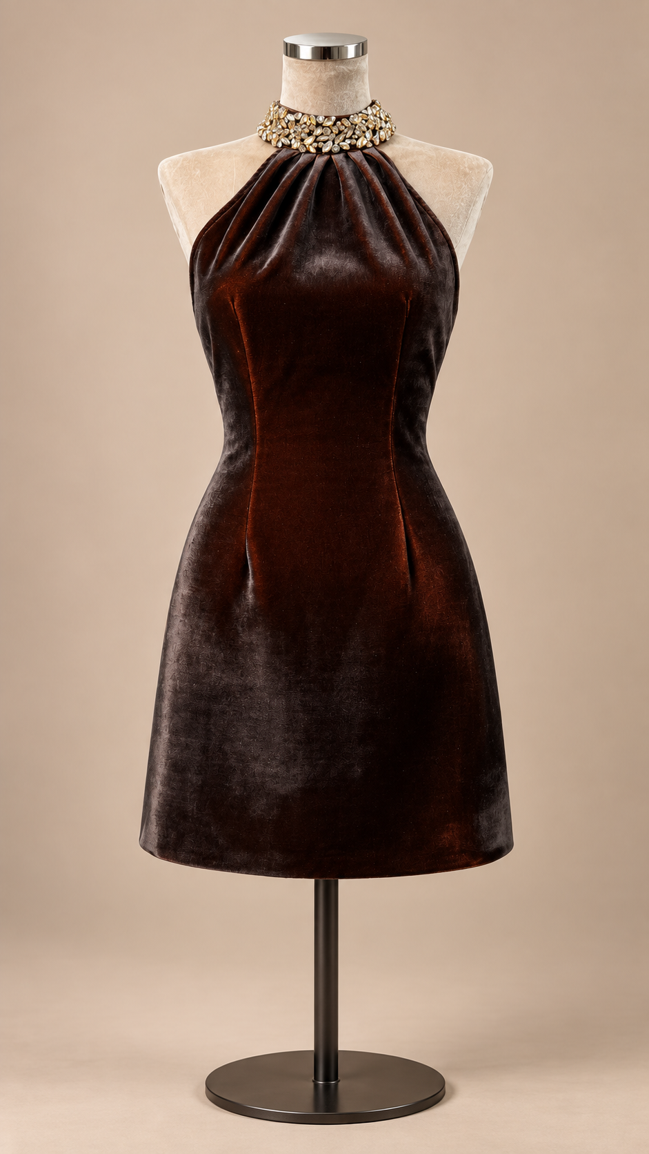 Noemi Crystal-Collar Mini — Brown mannequin front