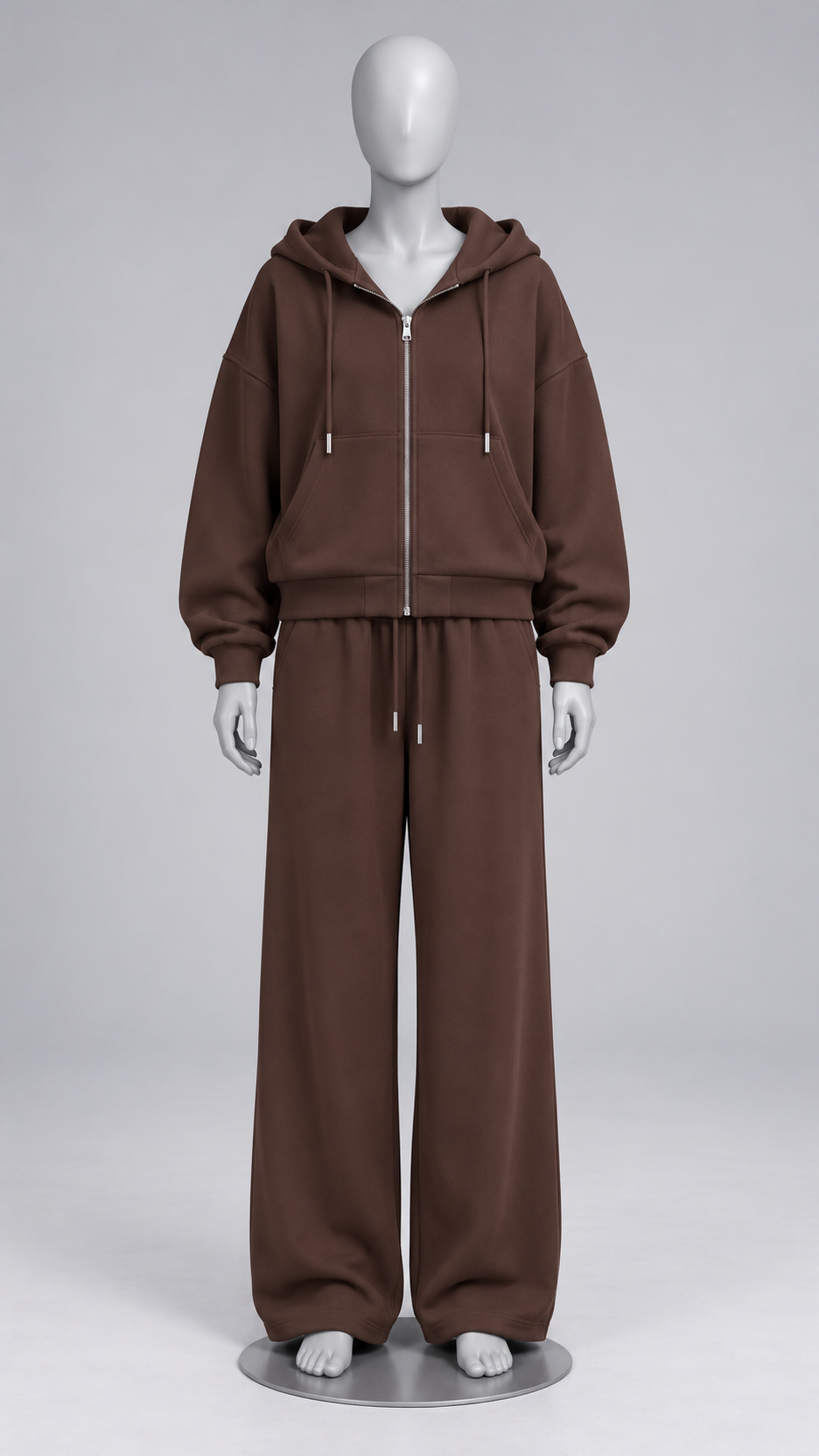 Rozalia Zip-Hoodie Set — Brown mannequin front