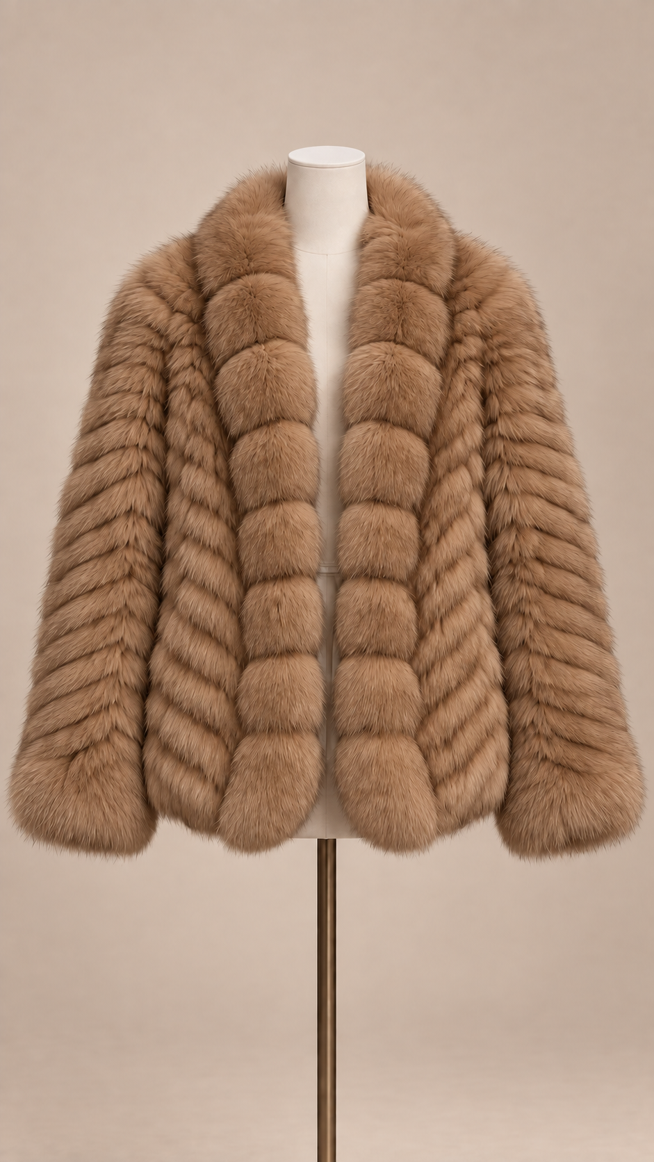 Thea Whole-Hide Fur Coat — Brown mannequin front