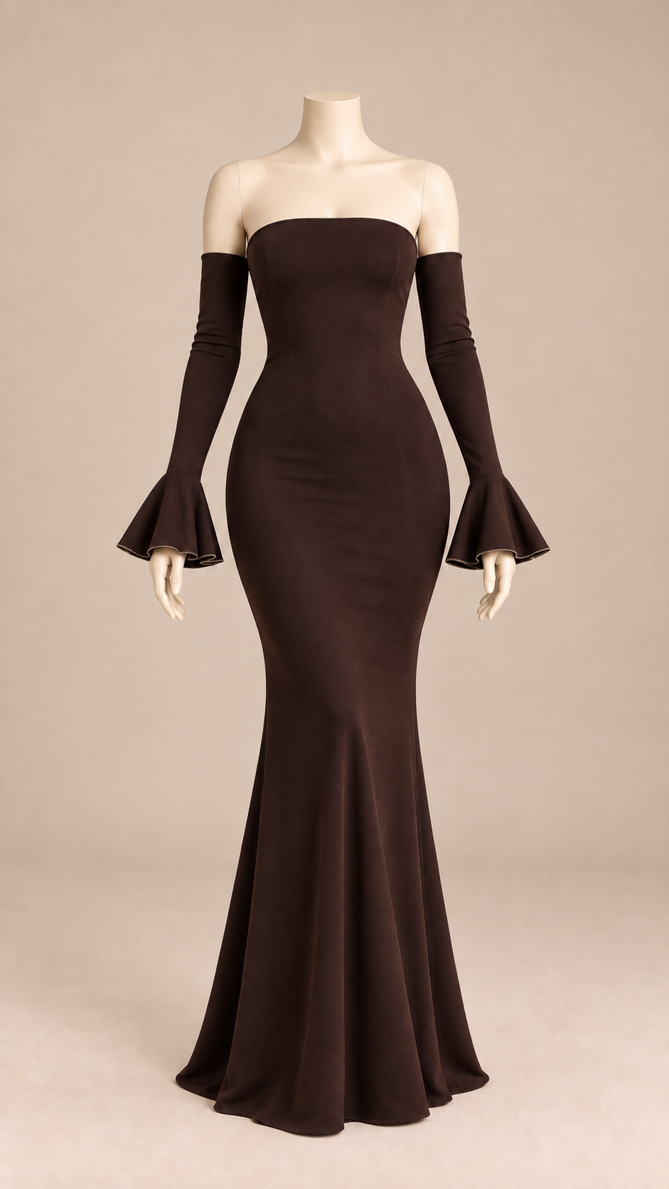 Seraphine Mermaid Maxi Dress — Brown mannequin front