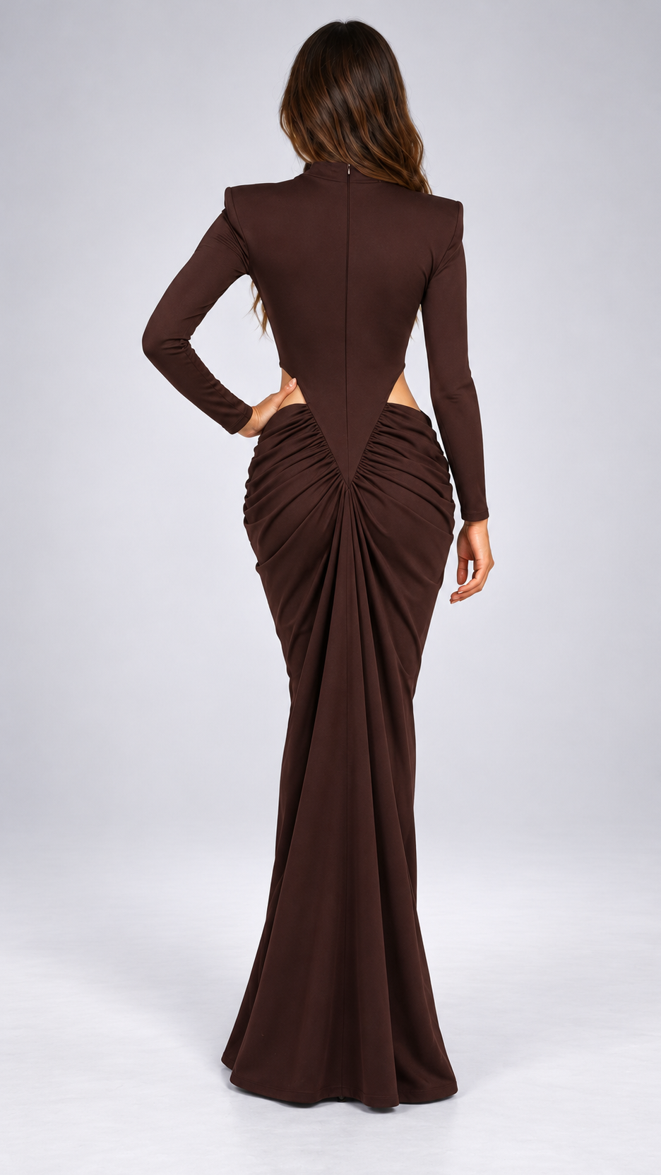Evangeline Cutout Maxi — Brown model back