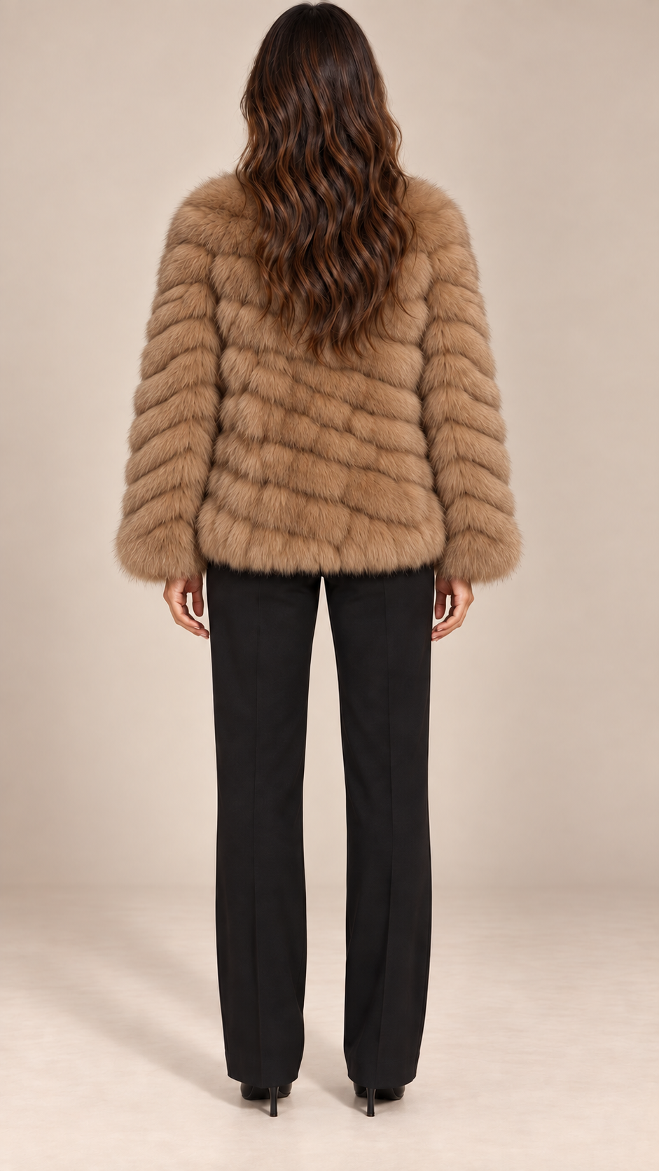 Thea Whole-Hide Fur Coat — Brown model back