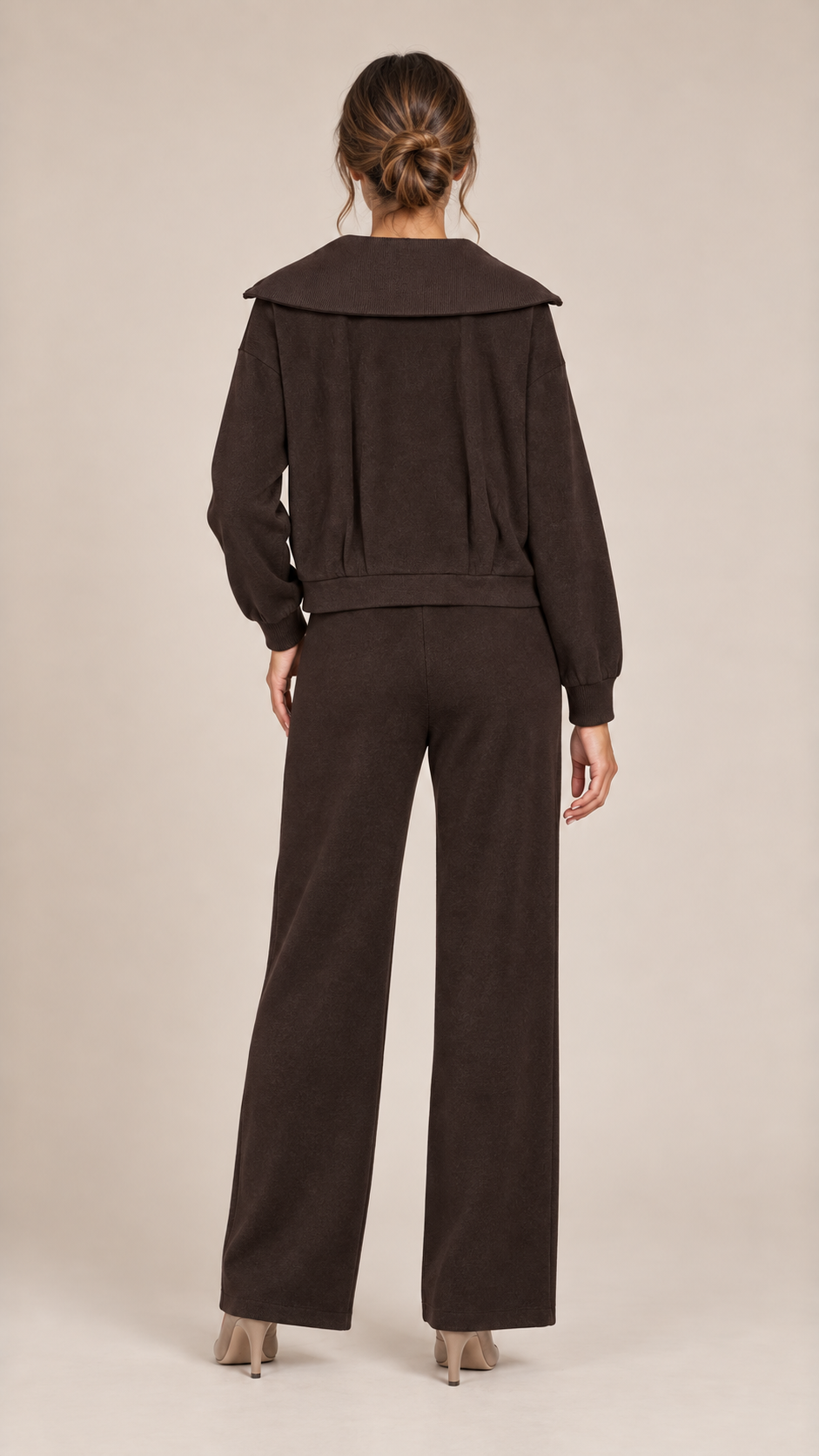 Marlowe Knit Two-Piece Set — Brown model back