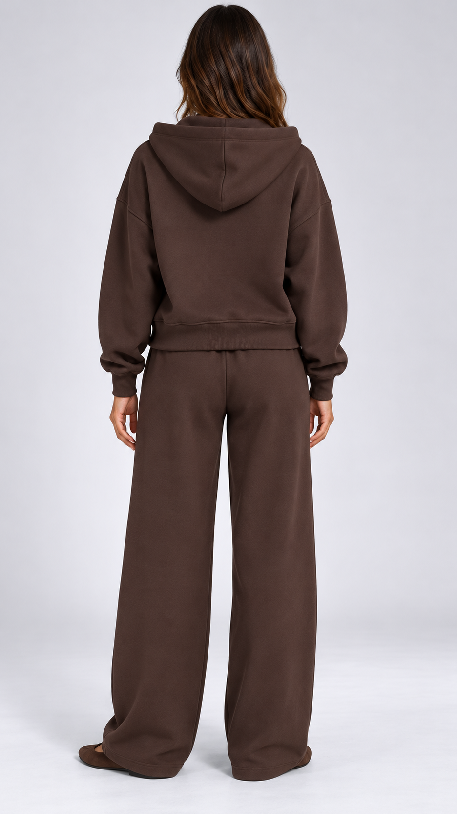 Rozalia Zip-Hoodie Set — Brown model back