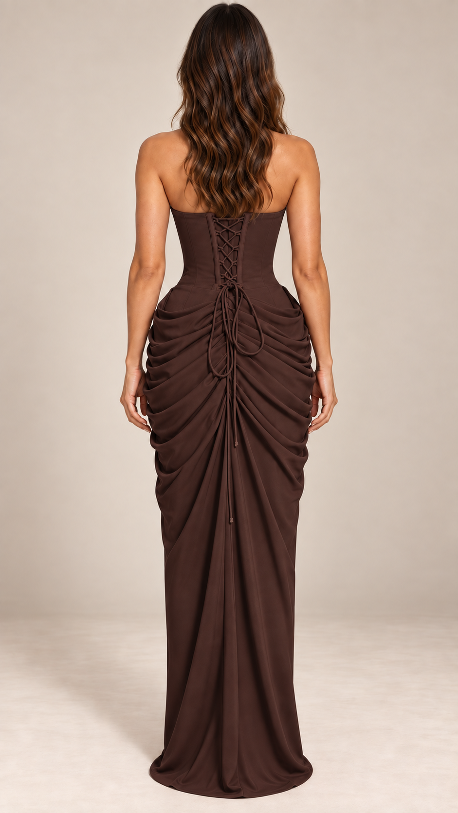 Sabine Draped Maxi — Brown model back