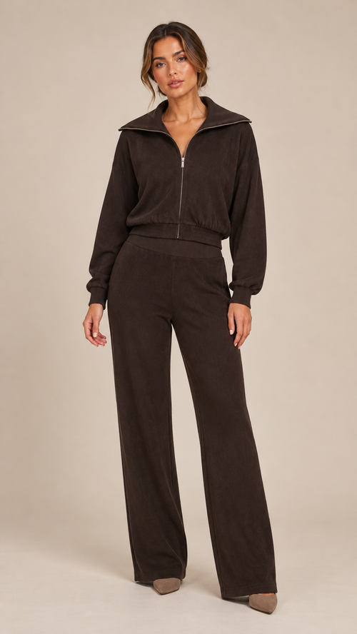 Marlowe Knit Two-Piece Set — Brown model front