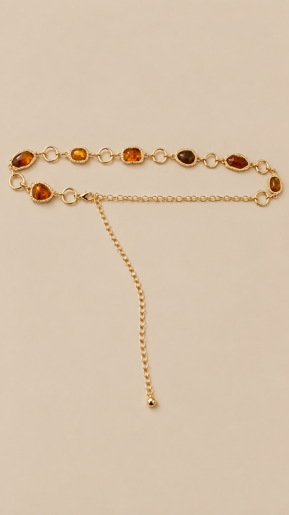 Marjolaine Cabochon Chain Belt — Brown product only