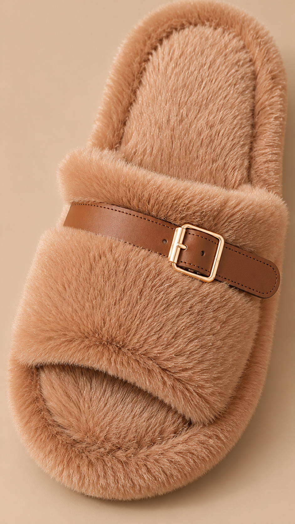 Solange Buckle Slide — Brown shoe detail