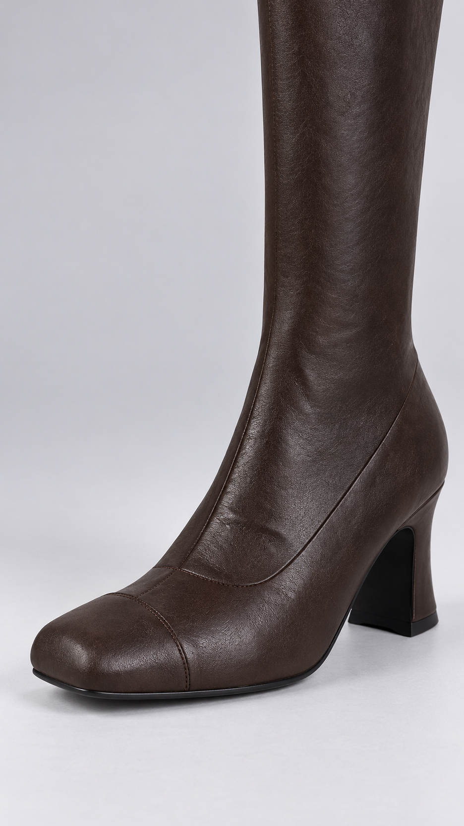 Linnette Side-Zip Knee Boot — Brown shoe detail
