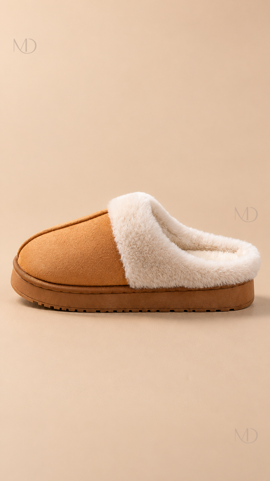 Ysaline Suede Slipper — Brown shoe side