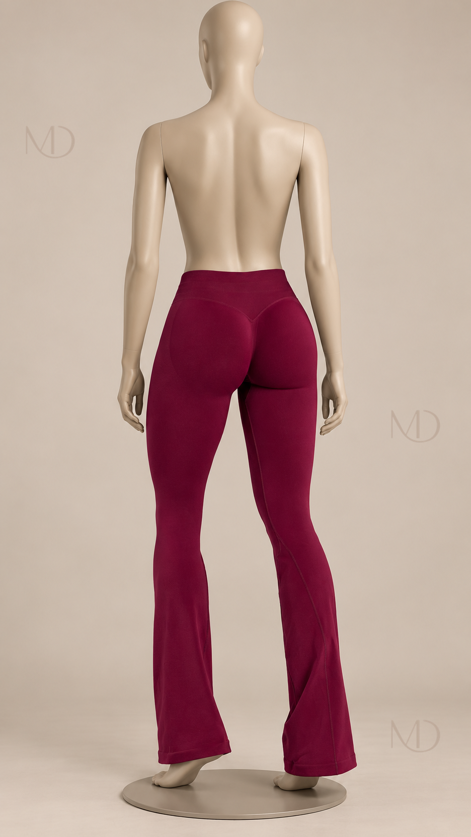 Ines Seamless Flare Pants — Burgundy mannequin back