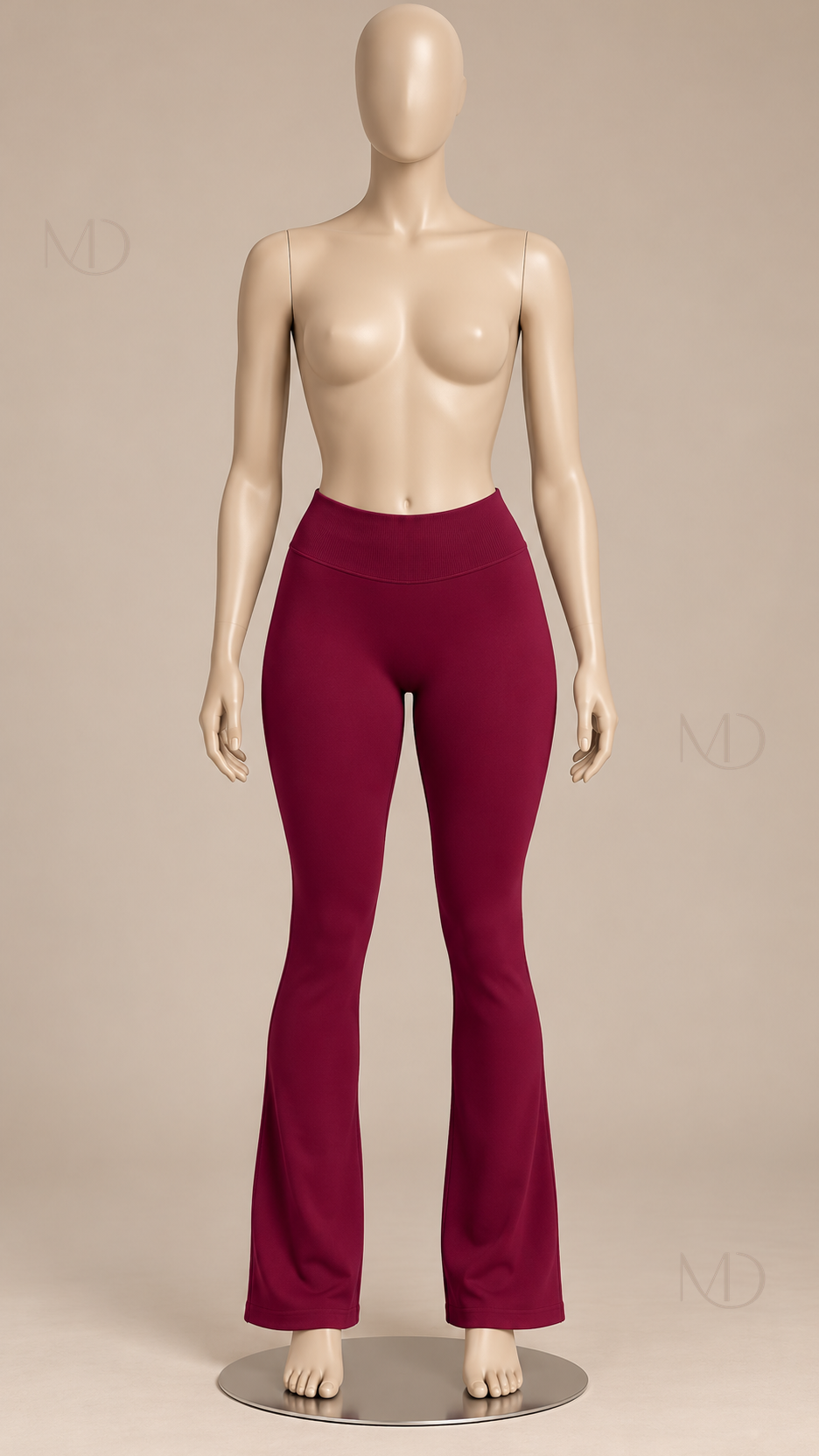 Ines Seamless Flare Pants — Burgundy mannequin front