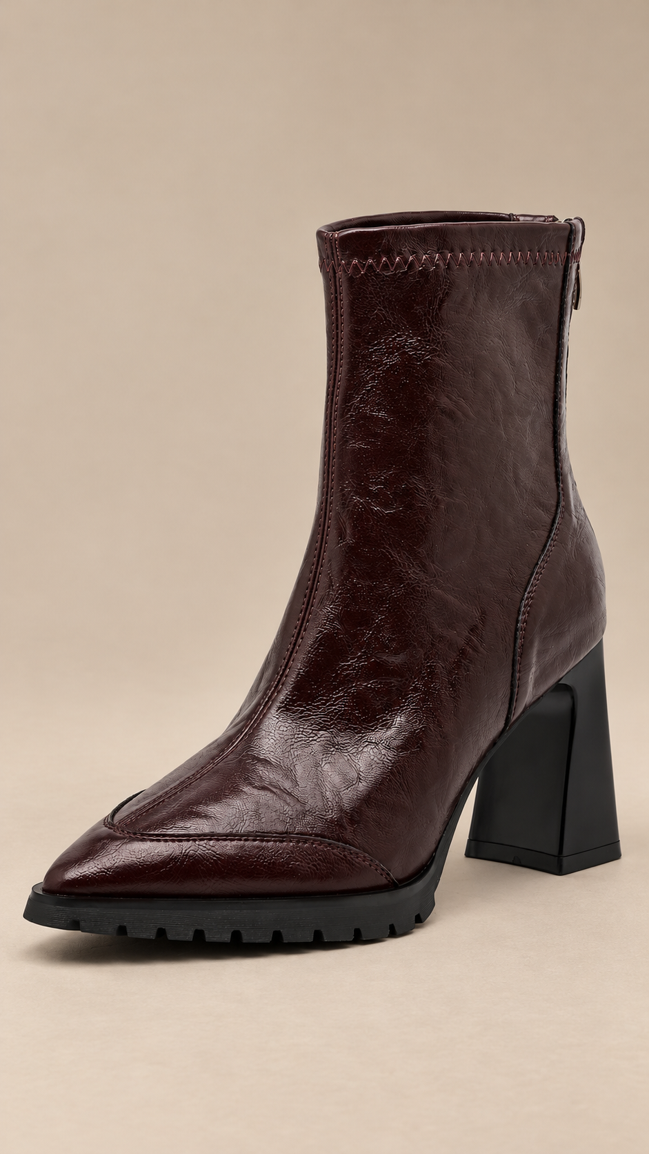 Coralie Block-Heel Ankle Boot — Burgundy product only