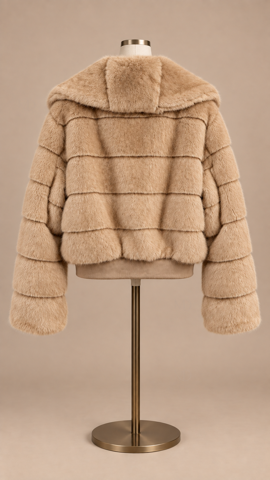 Sable Faux Fur Jacket — Camel mannequin back