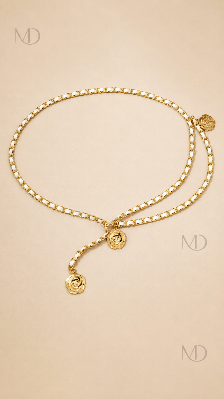 Camellia Woven Chain Belt - White Rope front