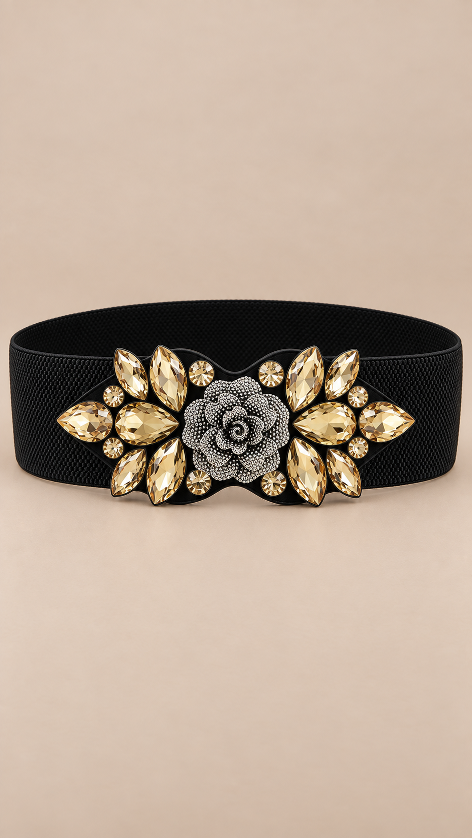 Rosalind Crystal Rose Waist Belt — champagne product only