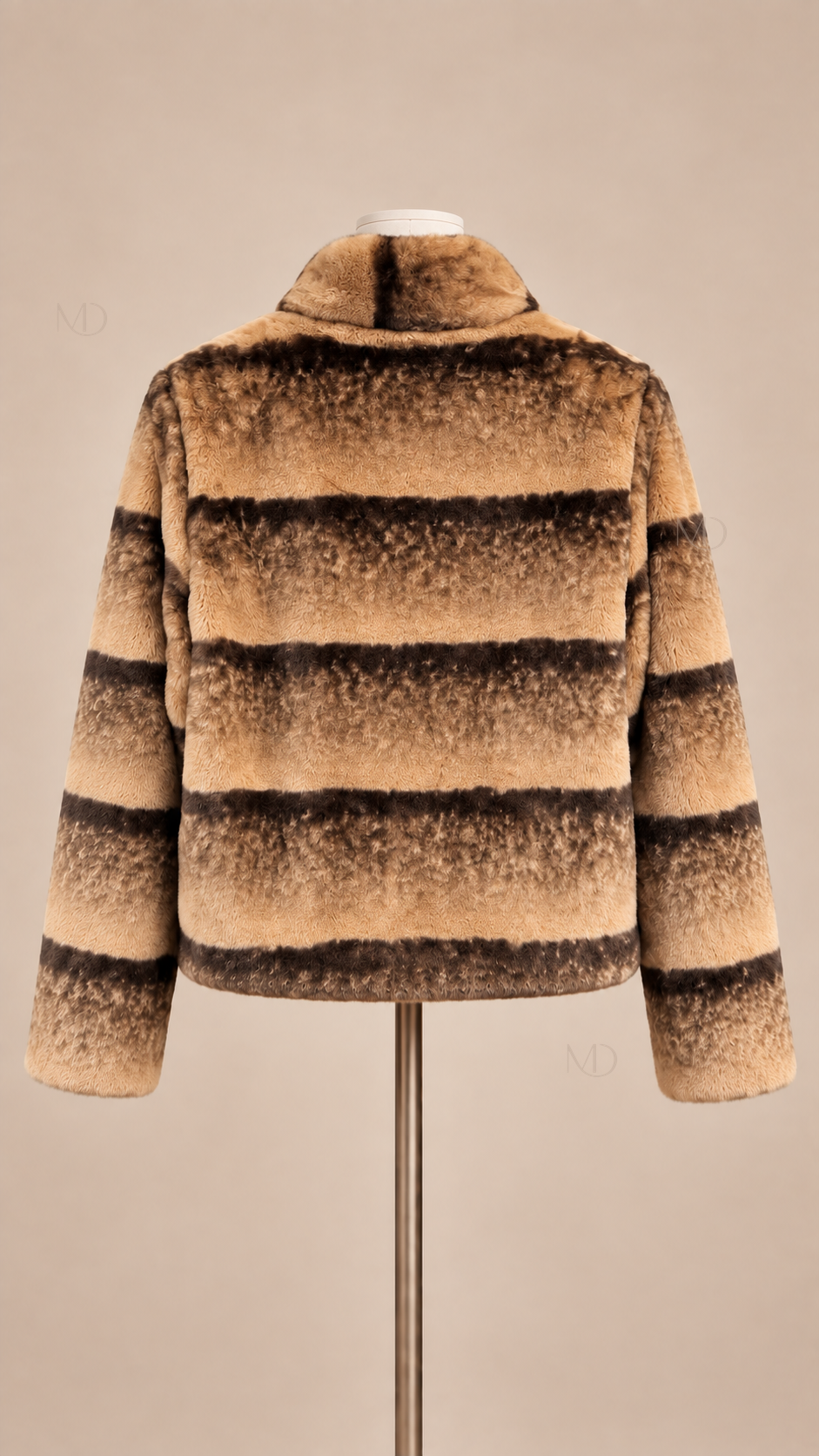 Sabine Faux Chinchilla Coat — Chocolate Brown mannequin back