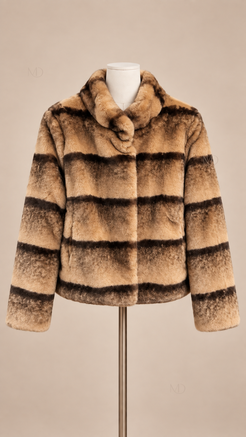 Sabine Faux Chinchilla Coat — Chocolate Brown mannequin front