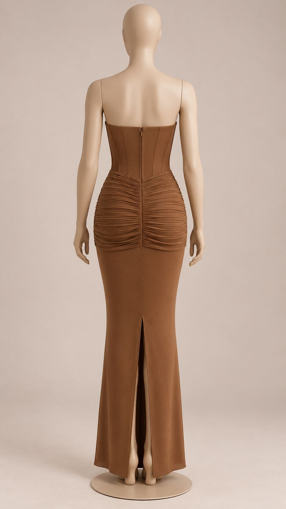Seraphina Twist-Drape Maxi — Coffee mannequin back